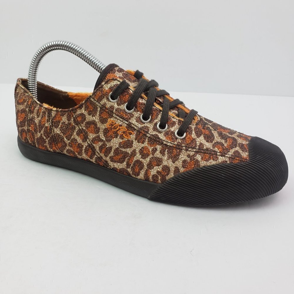 Bobs From Skechers Womens Size 7.5 Leopard Brown Orange Low Sneaker Shoes SN3353 - Picture 2 of 12